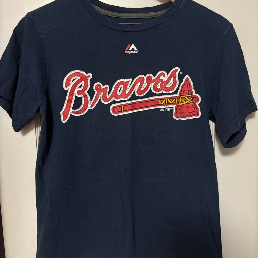 S Women's Braves Navy and Red Tee